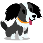 Cartoon dog happily sitting with tongue hanging out